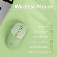 EWEADN Q5 Wireless Mouse, Bluetooth & 2.4G Quiet Computer Mouses with 1600 DPI, Battery Level Display, Ergonomic Office Mouse,6 Button Portable Cute Cordless Mice for Laptop/PC/Mac- Green - Image 2