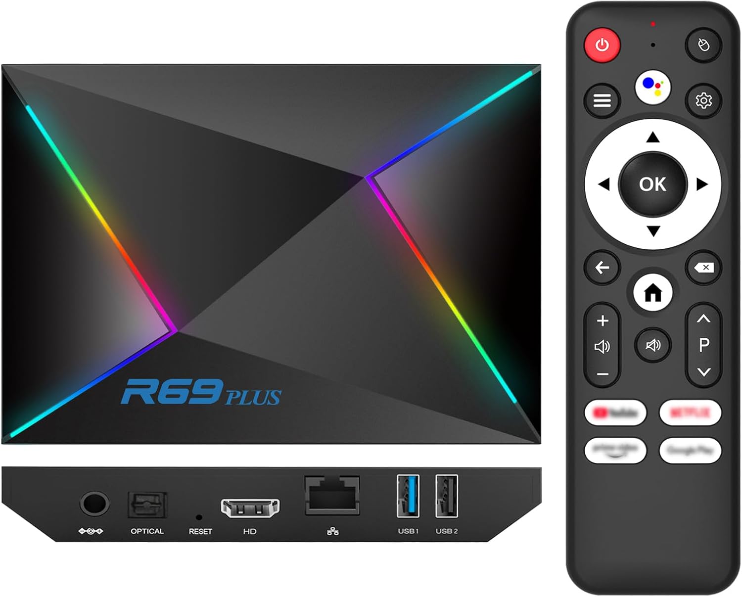 EASYTONE Android 14 TV Box 2025, Android TV Box 14.0 4GB RAM 64GB ROM 1000M Ethernet R69 Plus Smart Box 4K 8K WIFI6 H728 Octa-core 2.4G 5.8G Dual WiFi BT5.0 USB 3.0