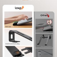 Laptop Stand for Desk, Metal Laptop Stand with Wrist Support, Ergonomic Detachable Laptop Riser, Aluminum Protable, Computer Stand for MacBook Air Pro, HP, Dell, XPS, HP (10-17") Laptops - Black - Image 2