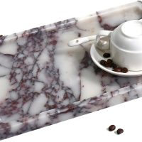 Real Luxurious Natural Marble Vanity Tray Genuine Marble Storage Tray for Home Decor Stone Tray for Bathroom/Kitchen/Vanity/Dresser Non-Resin/Non-Ceramic/Viola Oval Set - Image 6