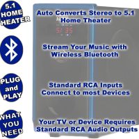 Acoustic Audio AA5102 Bluetooth Powered 5.1 Speaker System Home Theater Surround, Black (AA5102) - Image 2