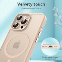 Magnetic for iPhone 16 Pro Case, Compatible with MagSafe, Military Grade Shockproof Anti-Scratch Slim Translucent Matte Phone Case for iPhone 16 Pro - Desert Gold - Image 8