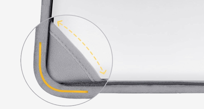 the back of the bag is shown with a yellow line.