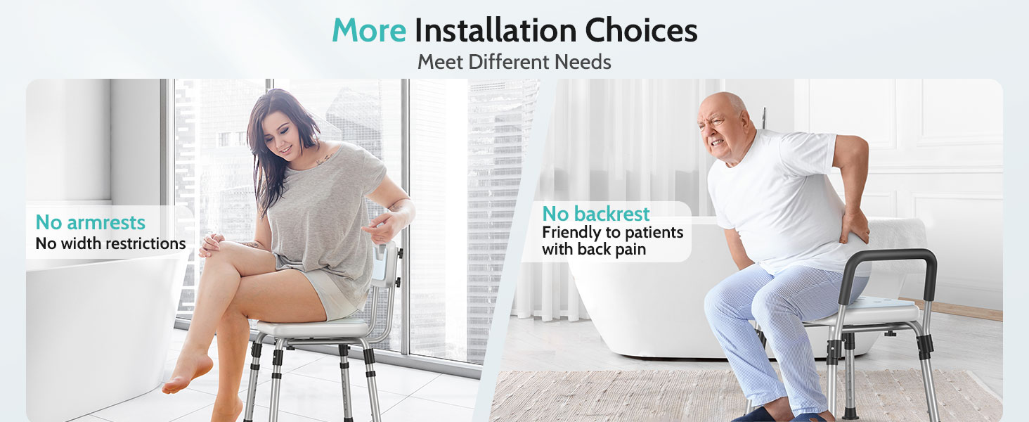 Kicimpro 385LB heavey duty shower chair for inside shower with three choices