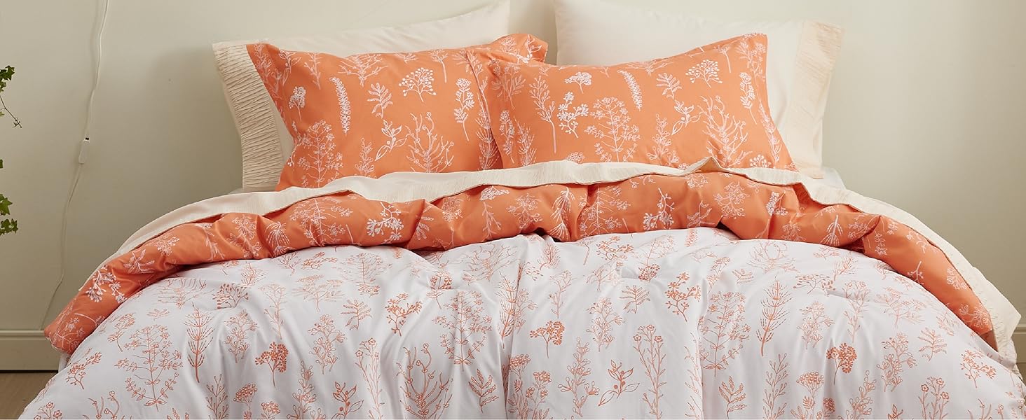 coral orange comforter set