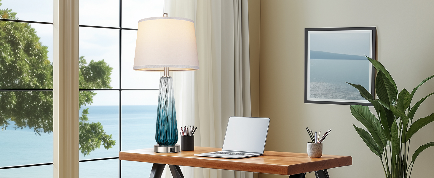 teal glass table lamp 22
