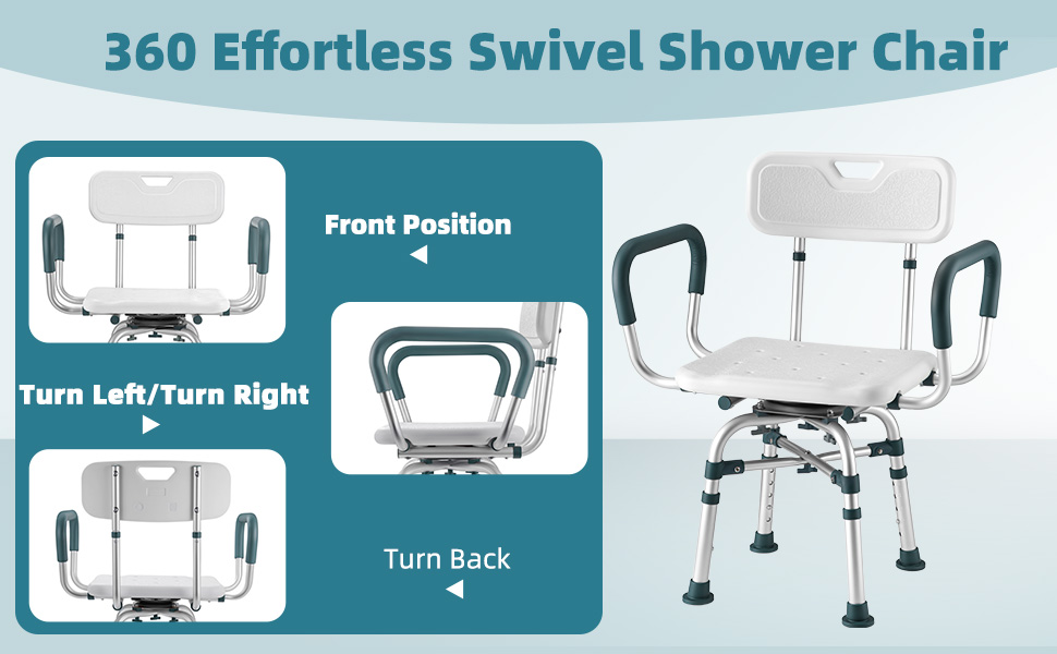 Swive Shower Chair with Arms and Back