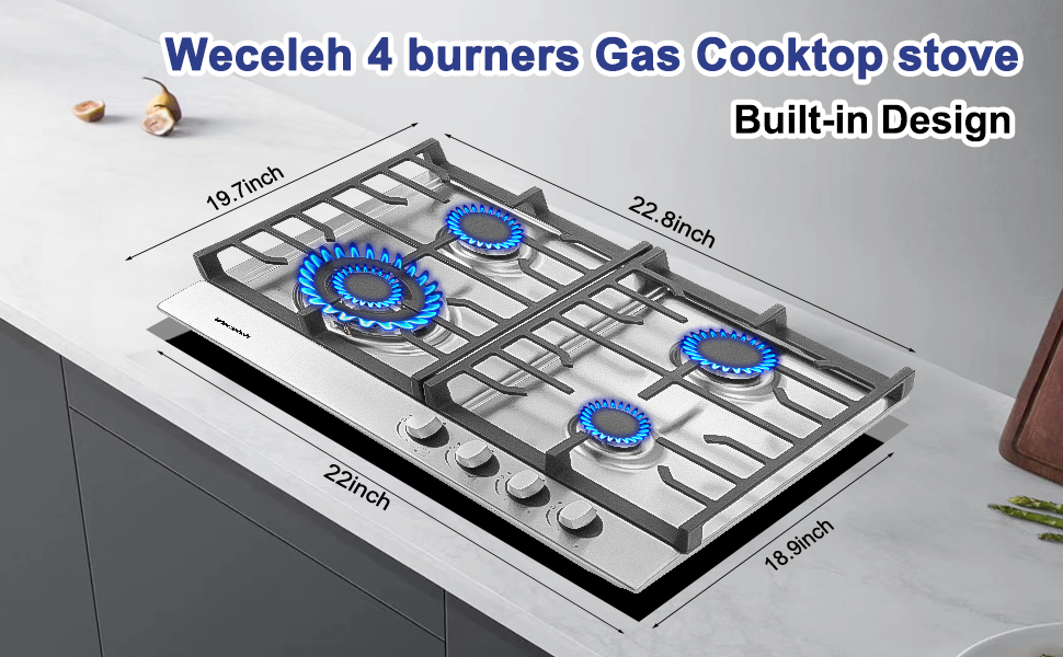 build-in gas cooker 24 inch gas stove 304 stainless steel Gas Cooktop 4 burners