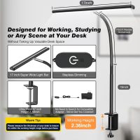 LED Desk Lamp for Office Home, Eye-Caring Desk Light with Stepless Dimming Adjustable Flexible Gooseneck, 10W USB Adapter Desk Lamp with Clamp for Reading, Study, Workbench (Black) - Image 3