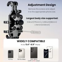 Motorcycle Phone Mount Holder with Vibration Dampener Anti-Shake 720° Adjustable for iPhone 16 Pro Max for Samsung 5.4''-6.9'' Phone Anti-Theft Dirt Bikes(Clamp Base 0.47-1.77" Handlebar) - Image 7