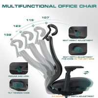 COLAMY Ergonomic Mesh Office Chair,High Back Computer Executive Desk Chair,Lumbar Support with Adjustable Headrest and 4D Arms, Slide Seat, Tilt Lock-Black - Image 5