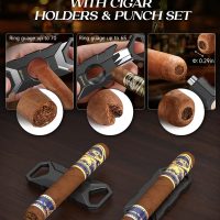 Humidor Cigar Box, with Straight Cutter Guillotine, V cut, Puncher & Holder Tool, Glass top Cigars Case, Cedar Wood Lining, Humidifier Hygrometer Accessories, Cigar Gift Set - Image 3