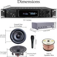 Sound System Kit - 7.2 Channel 1500 W Bluetooth Amplifier w/ 8 Qty of 5.25" Frameless Ceiling Speakers 175W Each, 4-Ch Speaker Selector, 2 Qty of Mic, 250 ft Speaker Wire & Remote by Vaiyer - Image 2