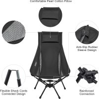 G4Free 2 Pack Folding Lightweight Camp Chair High Back Camping Chair Backpacking Chair Heavy Duty 330lbs with Headrest Pocket Black - Image 5