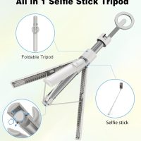 TONEOF 68" Magnetic Selfie Stick Tripod with Aluminum Strong Magnetic Holder for Magsafe, 360° Rotatable Travel Phone Tripod Stand with Metal Ring & Rechargeable Remote for iPhone/Android(Beige Gray) - Image 7