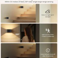 FULEN Motion Sensor Wall Light with Remote Control 3 Colors Wireless Wall Lamp LED Indoor Up and Down Wall Sconce 5000mAh Rechargeable Battery Powered Wall Lamps Brightness Adjustable, Black 2 Pack - Image 4