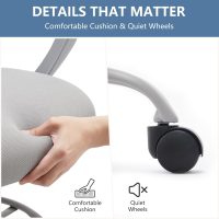 DUMOS Drafting Chair - Ergonomic Tall Office for Standing Desk, Counter with Height Adjustable and Comfortable Lumbar Support, Fixed Armrests, Grey - Image 7