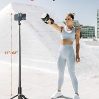 Phone Tripod & Selfie Stick with Remote, Portable, Lightweight for Video Recording Vlog, Extendable Travel Tripod Stand Compatible with iPhone Android, Black, 62" - Image 2