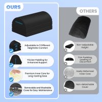 Foot Rest for Under Desk at Work, Gaming Accessories Foot Stool with 3 Adjustable Heights & Washable Cover, Comfortable Office Desk Accessories, Footrest for Office, Home and Car (Black) - Image 5