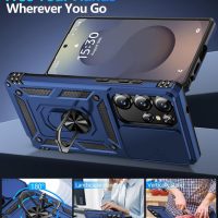 Taisairu for Samsung Galaxy S25 Ultra Case with Screen Protector & Slide Camera Lens Cover, Built-in Magnetic Ring Stand Shockproof Protective Phone Case for Samsung S25 Ultra Case (Blue) - Image 3