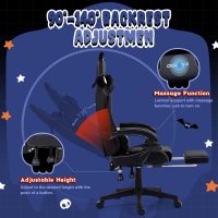 Dowinx Gaming Chair Cute with Cat Ears and Massage Lumbar Support, Ergonomic Computer Chair for Girl with Footrest and Headrest, Comfortable Reclining Game Chair 290lbs for Adult, Teen, White - Image 6