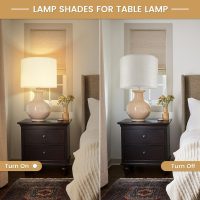 Lamp Shade Set of 2,Drum Lampshades,Medium Lampshades Linen Fabric 13" Top x 13" Bottom x 10" High,Beige Light Shade Natural Linen Hand Crafted,Easy Assembly, for Table, Floor,Wall Lamps - Image 2