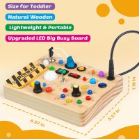 Joyreal Montessori Toddler Busy Board, 19 Led Wooden Sensory Board Educational Toy, Montessori Toys for 1-6 Year Old, Travel Toys Gifts for Toddlers Boys and Girls - Image 5