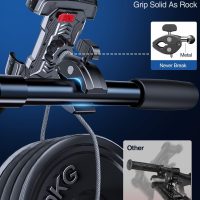 Motorcycle Phone Mount Holder, [150mph Wind Anti-Shake][7.2inch Big Phone Friendly] Bike Phone Holder, Motorcycle Handlebar Cell Phone Clamp, Compatible with iPhone 16 Pro Max, Black - Image 3