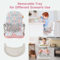 YOLEO Baby High Chair Booster Seat for Dining Table, Adjustable Height Travel Foldable High Chairs with Tray - Image 3