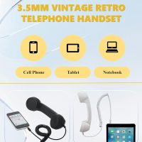 Jiawu Vintage Retro Telephone Handset, Cell Phone Receiver MIC Microphone Speaker for Cellphone, Smartphone and Computers, Old Telephone Headse with 3.5 mm Socket (Black) - Image 4