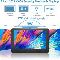 7 inch LCD Security Monitor & Displays,BNC/AV Input,Built-in Dual Speakers Portable Monitor,1024 * 600 Resolution,Suitable for CCTV DVD CCD TV - Image 2