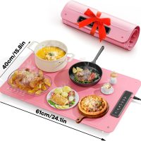 Food Warming Mat for Buffet,Electric Warming Tray with 4 Temperatures Setings and 1/3/5h Timer,Full Surface Heating Food Warmers for Parties Buffets Holidays Daily Use to Keep Food Warm（Pink） - Image 8