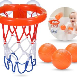 Bath Toys - Bathtub Basketball Hoop for Kids Toddlers - Bath Toys Shower Toys for Kids Ages 4-8,Suction Cup Basketball Hoop & 3 No Hole Balls Set for Boys Girls