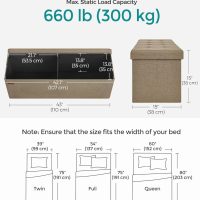 SONGMICS MAZIE Collection - 43 Inches Folding Storage Ottoman Bench, Ottoman Foot Rest, End of Bed Bench, Storage Chest, Load 660 lb, for Living Room, Bedroom, Entryway, Camel Brown ULSF077R01 - Image 2