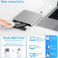 External Blu ray Drives Read/Write Compatible with Blu ray Burner Compatible USB 3.0/Type-C/Win7-11 OS Compatible with Read BD/DVD/CD Comes with English Manual and One-Year Warranty（Silver） - Image 5