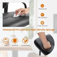 Sweetcrispy Office Reception Guest Chair No Wheels Set of 2, Leather Stationary Waiting Room Chairs with Padded Arms for Elderly Desk Conference Room Lobby Table Side Salon, Inky - Image 5
