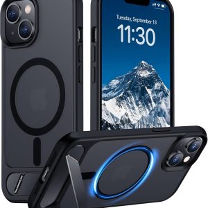 Temdan Magnetic Compatible with iPhone 14 Case/iPhone 13 Case,[Built-in Invisible Kickstand][Compatible with MagSafe][Military Grade Shockproof] Slim Translucent Matte Phone Case for iPhone 14/13 6.1"