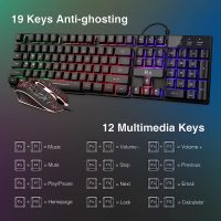Rii Keyboard and Mouse Set, Rainbow LED Backlit Multimedia PC Keyboard, Colorful Breathing Backlit Gaming Mouse for Work or Play - Image 4