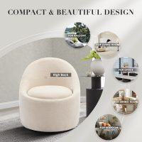 COLAMY Swivel Accent Chair, 360° Swivel Chair with Hidden Storage, Modern Small Barrel Swivel Armchair for Living Room/Bedroom, Beige - Image 7