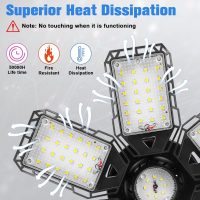 LED Garage Lights Bulb 2 Pack 180W 18000LM 6500K Led Shop Light with 6 Plus 1 Deformable Panels Basement Barn Ceiling Lights for E26/E27 - Image 4