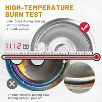 4-Piece Drip Pans Set - Compatible with GE Stoves - Chrome Finish Electric Stove Burner Drip Pans - 2 x 6inch, 2 x 8inch Stove Drip Pans - GE Stove Drip - Image 4