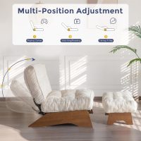 MAXYOYO Accent Chair with Ottoman Adjustable Backrest, Tufted Living Room Chair Upholstered Lounge Chair with Footrest Set, Modern Chair Cozy Reclining Chair for Reading Room, Beige - Image 4