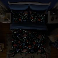 Twin Kids Comforter Set - 5 Pieces Twin Bedding Sets for Boys Girls Teen, Glow in The Dark Space Bed in A Bag with Sheets - Image 4