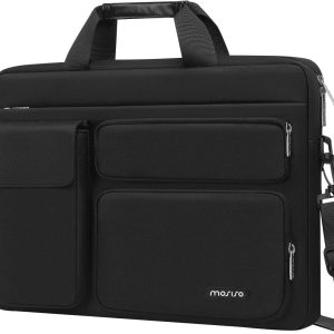 MOSISO Laptop Shoulder Bag, Computer Bag with 2 Raised&1 Flapover&1 Horizontal Pocket&Handle&Belt