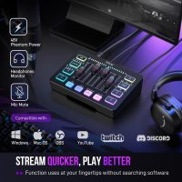 FIFINE Gaming Audio Mixer, Streaming RGB PC Mixer with XLR Microphone Interface, Individual Control, Volume Fader, Mute Button, 48V Phantom Power, for Podcast/Recording/Vocal/Game Voice-AmpliGame SC3 - Image 7