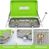 Flame King VT-101 2-Burner Portable Camping Stove Grill, Great for Outdoor Cooking, Backpacking, Compatible with 1LB Propane Gas Bottle - Image 3