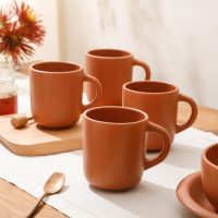 Bloomhouse Corsica Clay 4 Piece Mug Set - Burnt Apricot Terracotta - Image 2