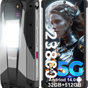 Tank 3 Pro Rugged Smartphone, Android 14 5G Cell Phone with Projector, 32GB RAM+512GB ROM, 6.79" Waterproof Outdoor Mobile Phones Unlocked, 23800mAh/OTG/GPS(Support T-Mobile&Verizon Only)
