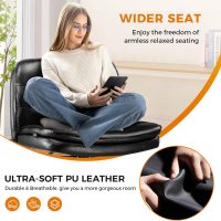 Criss Cross Chair with Wheels Armless Cross Legged Office Chair Wide Home Office Desk Chair Swivel Comfy Vanity Desk Chair Height Adjustable Mid Back Wide Seat Computer Task Chair, Black - Image 4