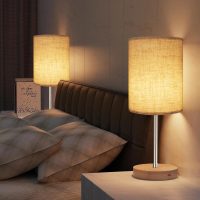 Tall Drum Lamp Shade for Table Lamps, Floor Lamp, Cloth Lampshade 10" Top X 10" Bottom X 13" High, Beige Large Line Fabric, Easy Assembly - Image 2